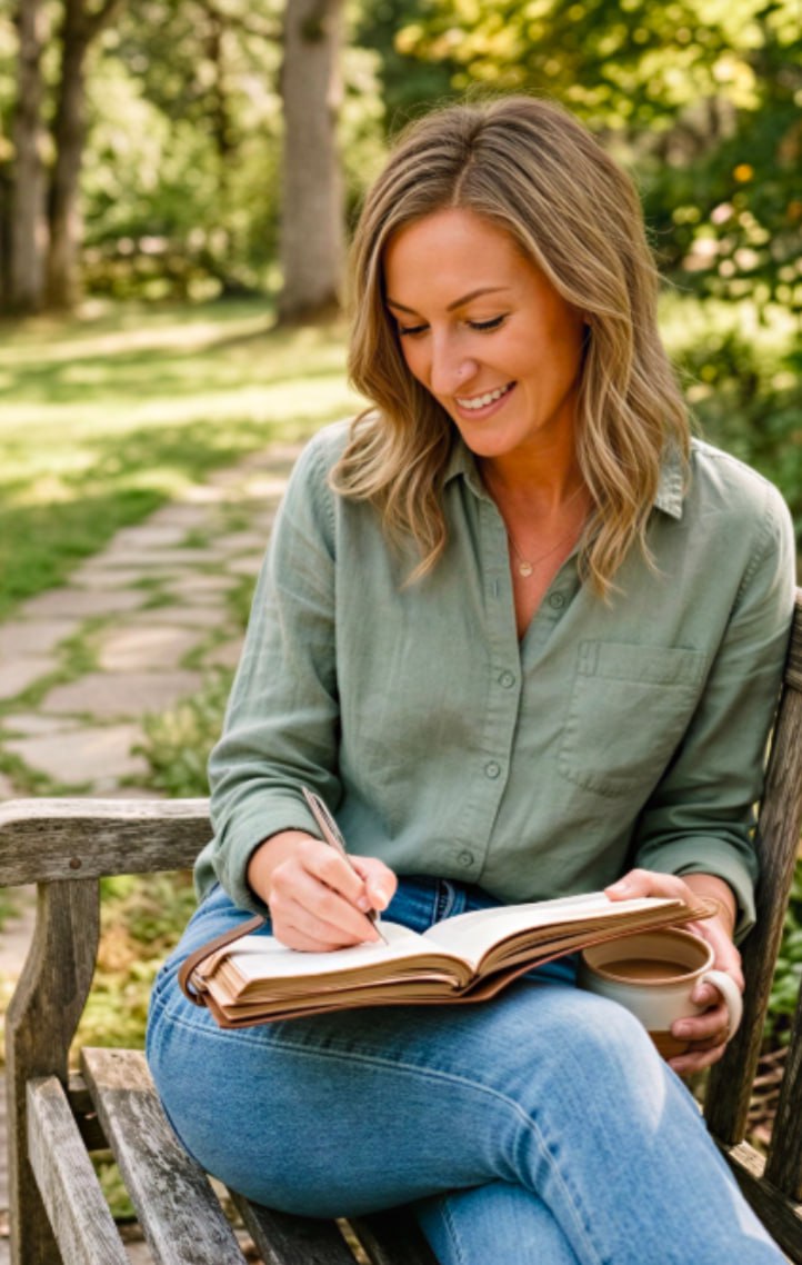 Justine journaling outdoors